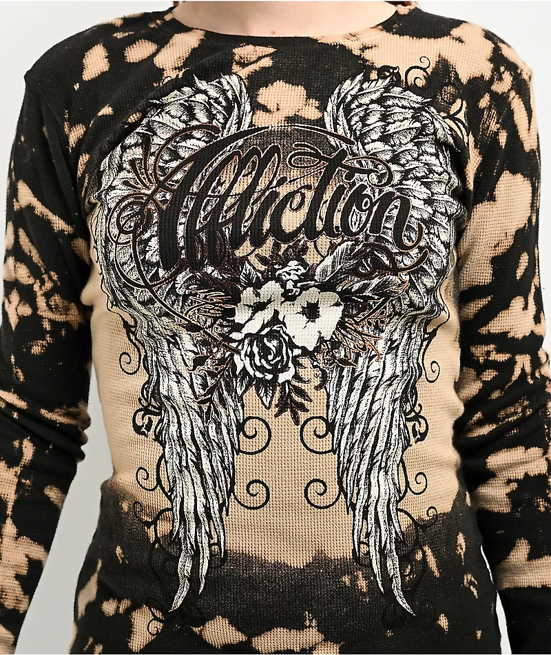 Affliction Wing Blossom Black Thermal Long Sleeve T-Shirt