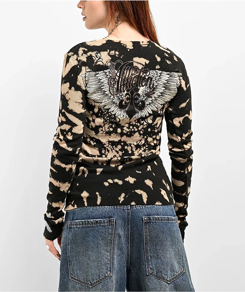 Affliction Wing Blossom Black Thermal Long Sleeve T-Shirt