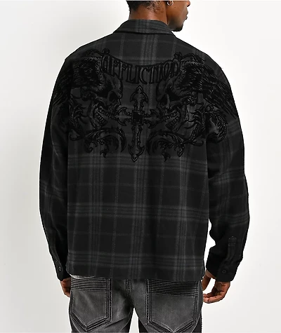 Affliction Winged Black Button Up Flannel Shirt