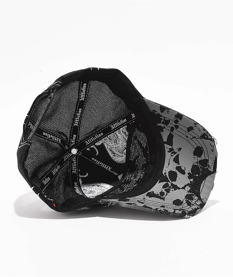 Affliction Winged Up Black Potassium Spray Trucker Hat