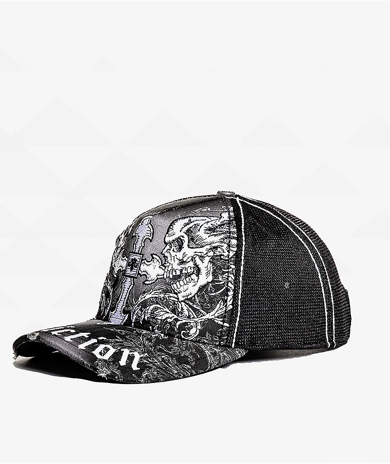 Affliction Winged Up Black Potassium Spray Trucker Hat