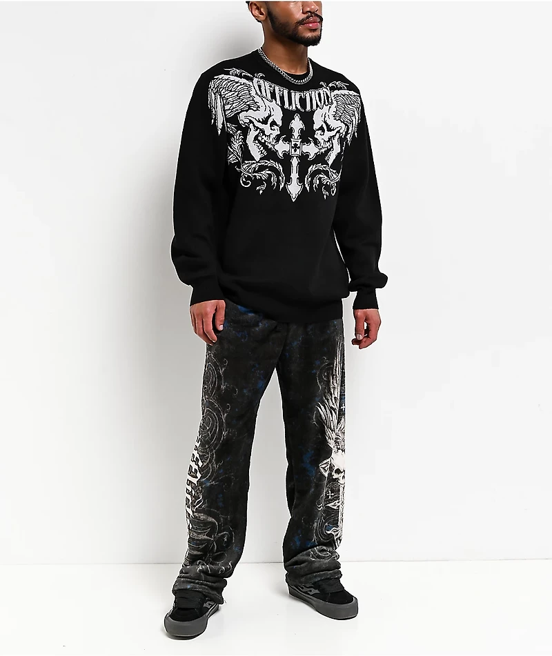 Affliction Winged Up Black Sweater