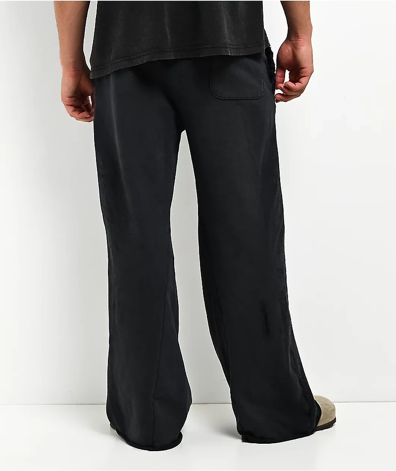 Affliction Winged Up Dark Grey Wash Wide Leg Sweatpants