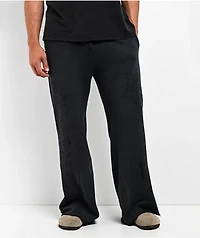 Affliction Winged Up Dark Grey Wash Wide Leg Sweatpants