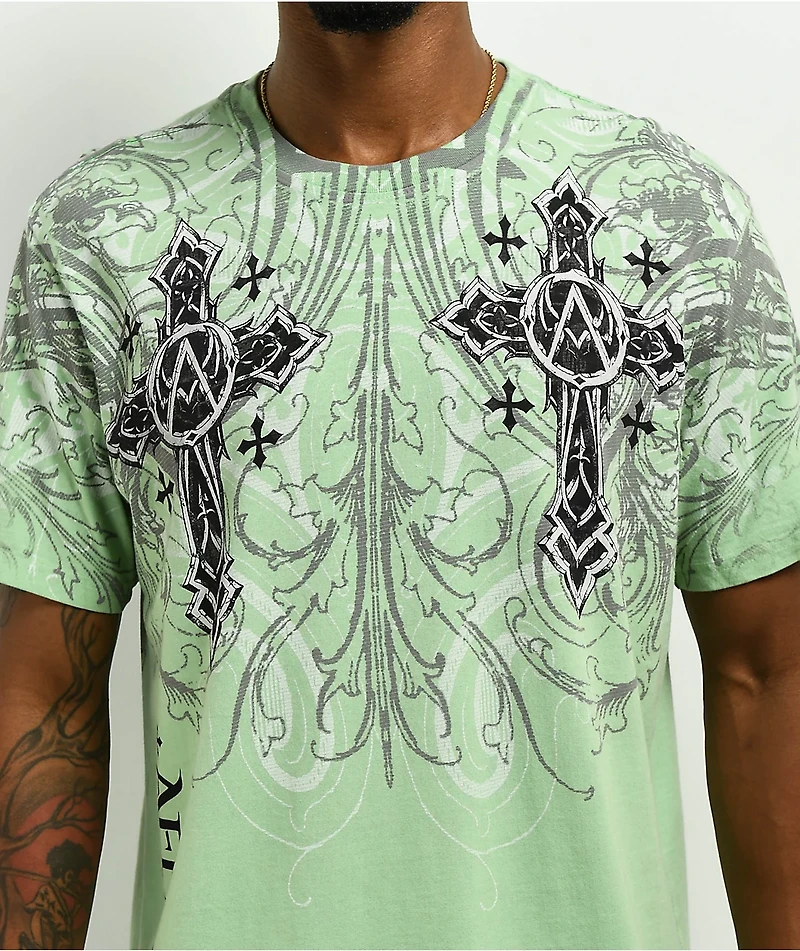 Affliction Winged Up Light Green T-Shirt
