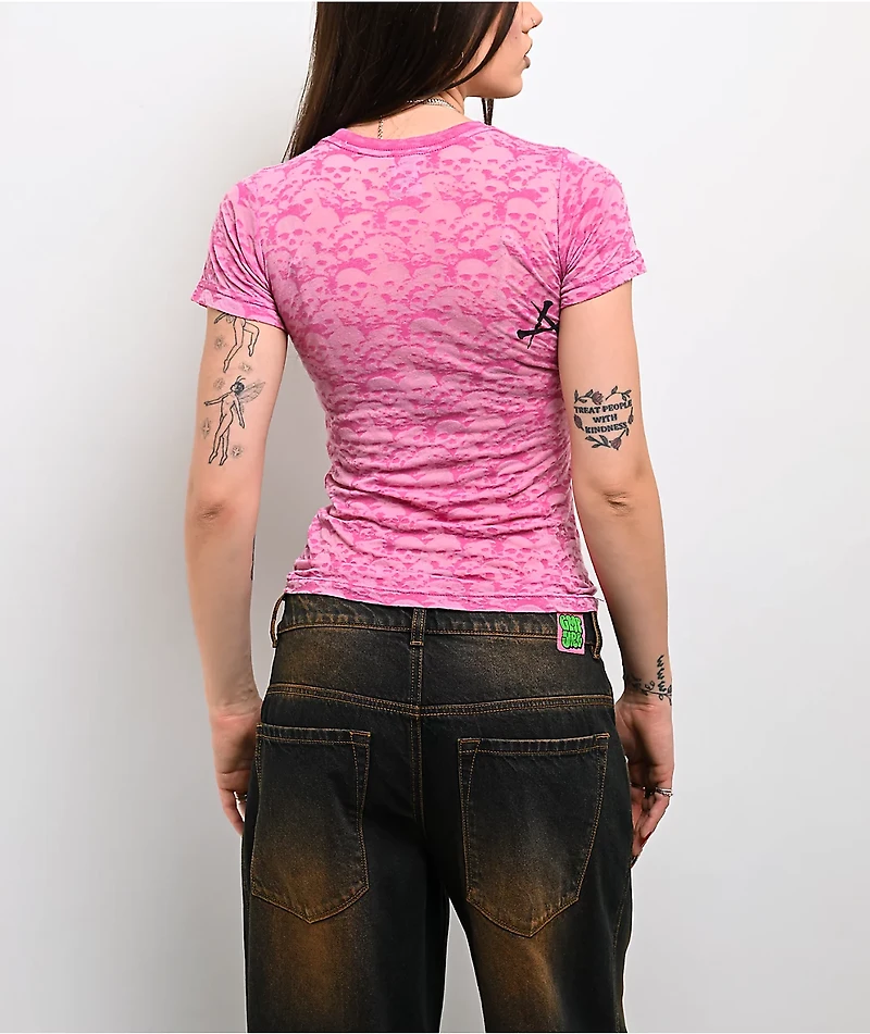 Affliction Winged Up Pink Burnout T-Shirt