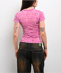 Affliction Winged Up Pink Burnout T-Shirt