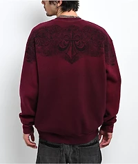 Affliction Winged Up Red Wash Heavyweight Thermal Crewneck Sweatshirt