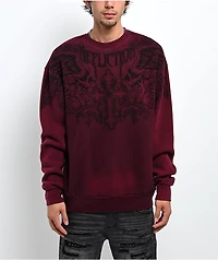 Affliction Winged Up Red Wash Heavyweight Thermal Crewneck Sweatshirt