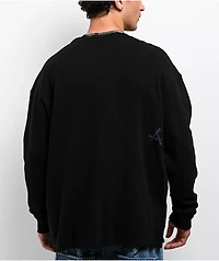 Affliction Winged Up Rhinestone Purple Oversized Thermal Long Sleeve T-Shirt