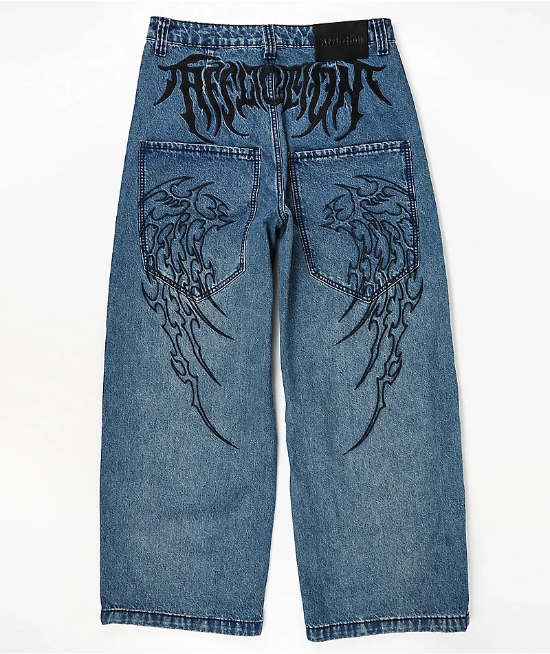 Affliction Wings Medium Wash Wide Leg Jeans