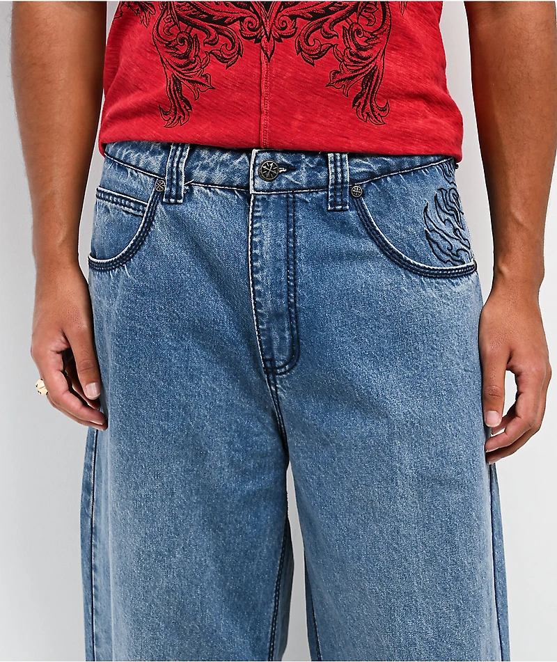 Affliction Wings Medium Wash Wide Leg Jeans