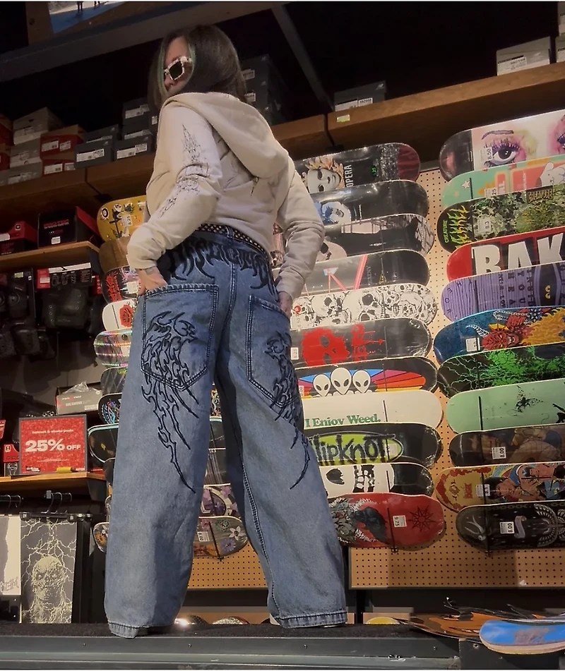 Affliction Wings Medium Wash Wide Leg Jeans