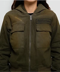 Affliction Wrecking Ball Olive Green Hooded Canvas Jacket