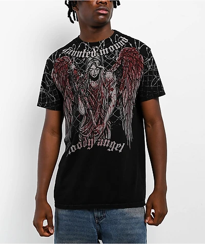 Affliction x Haunted Mound Bloody Angel Black Wash T-Shirt