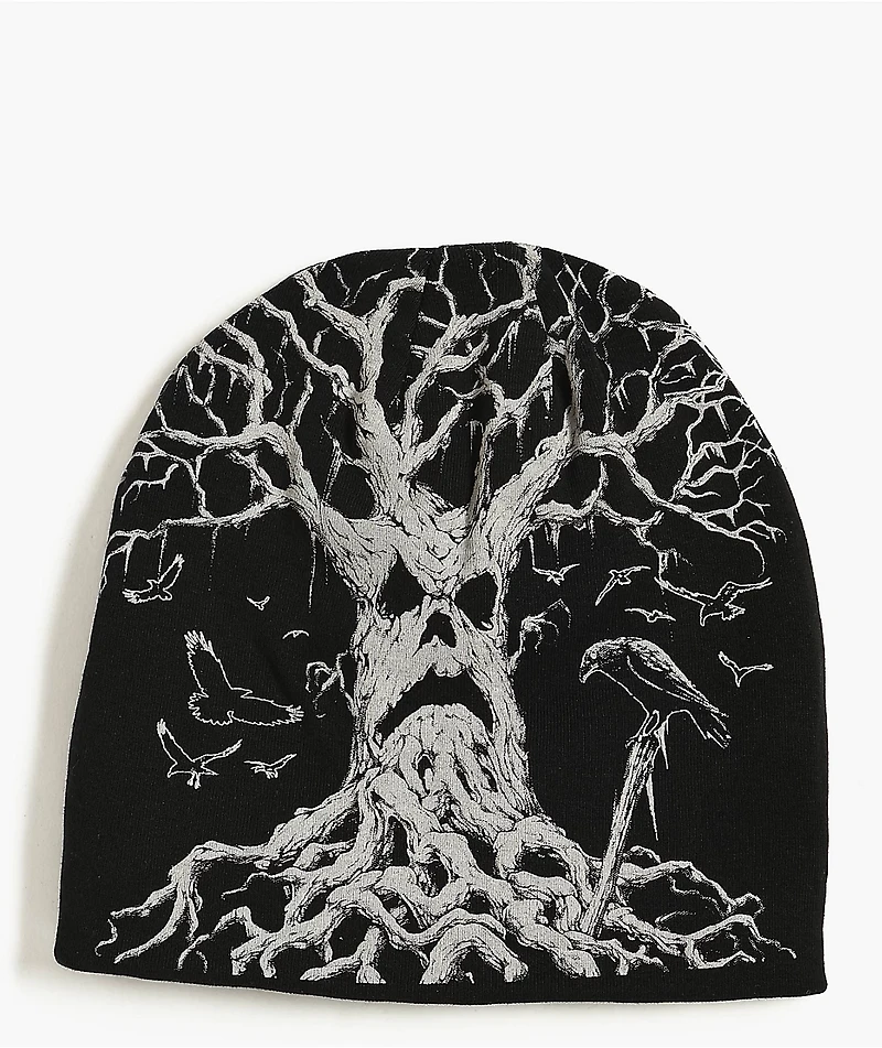 Affliction x Haunted Mound Harold Black Reversible Skully Beanie