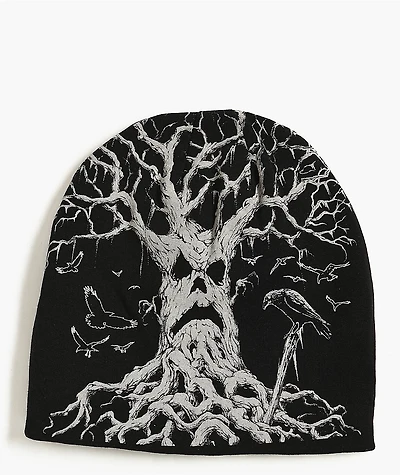 Affliction x Haunted Mound Harold Black Reversible Skully Beanie