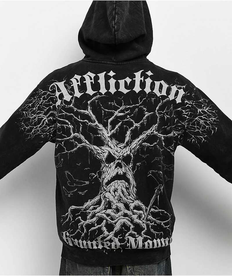 Affliction x Haunted Mound Harold Black Wash Zip Hoodie