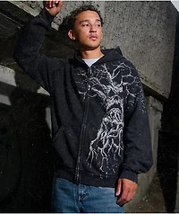 Affliction x Haunted Mound Harold Black Wash Zip Hoodie