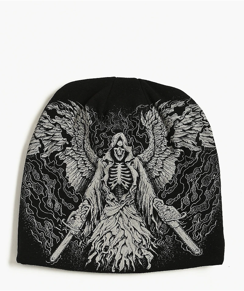 Affliction x Haunted Mound Massacre Black Reversible Skully Beanie