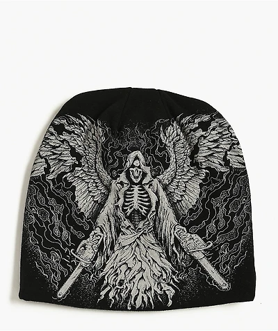 Affliction x Haunted Mound Massacre Black Reversible Skully Beanie
