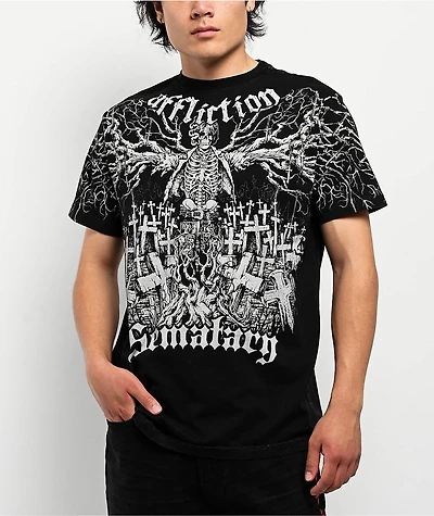 Affliction x Haunted Mound Sematary Grave Man Black Wash T-Shirt