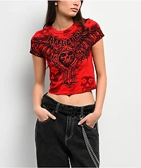 Affliction x Misfits Bat Red Crop T-Shirt