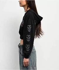 Affliction x Misfits Crypt Black Crop Zip Hoodie