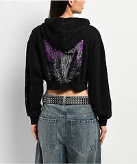 Affliction x Misfits Crypt Black Crop Zip Hoodie