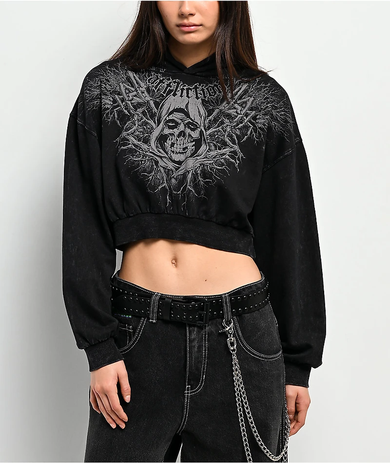 Affliction x Misfits Reaper Black Crop Hoodie