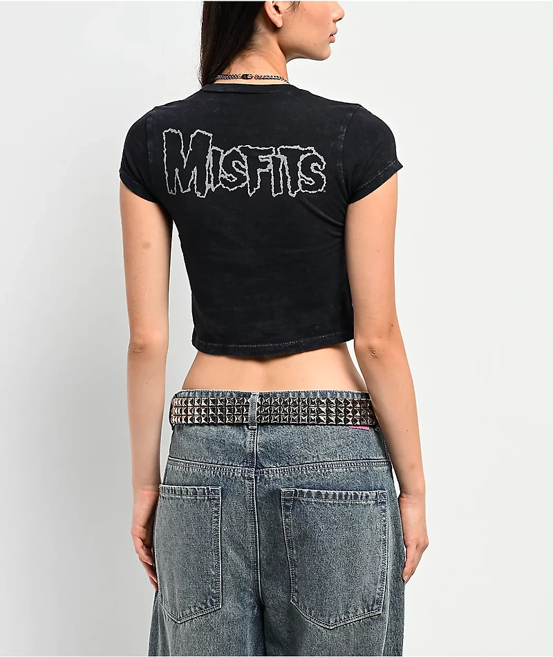 Affliction x Misfits Skully Black Crop T-Shirt