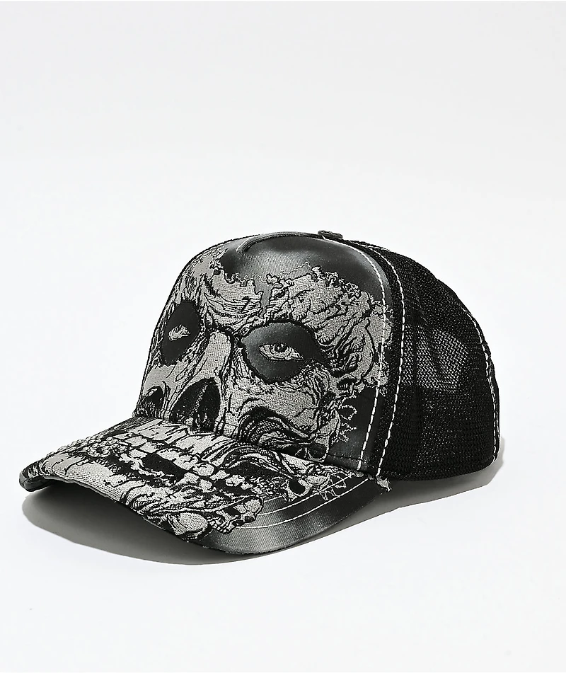 Affliction x Misfits Skully Black Trucker Hat