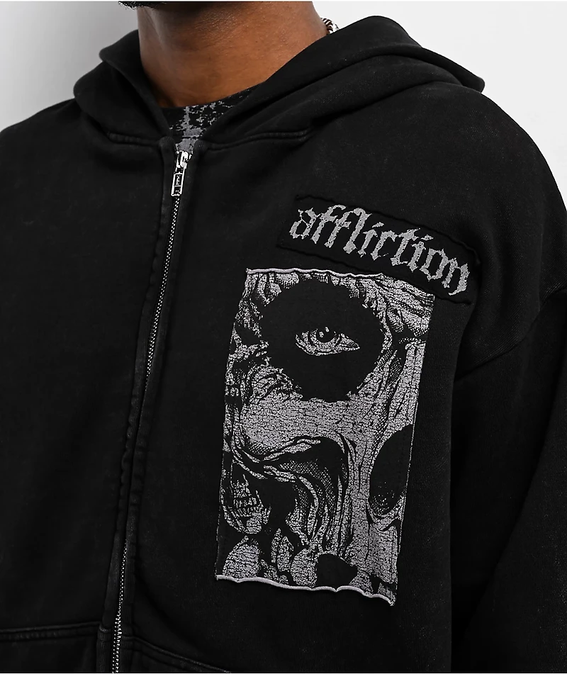 Affliction x Misfits Skully Black Wash Zip Hoodie