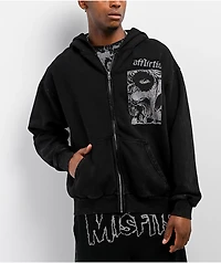 Affliction x Misfits Skully Black Wash Zip Hoodie