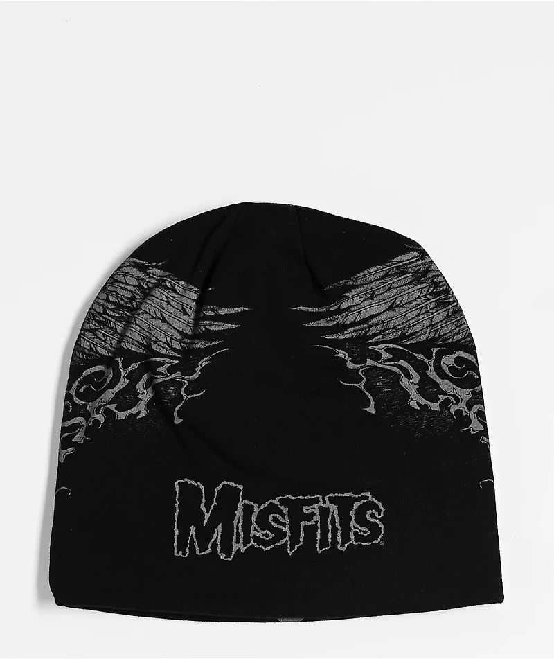 Affliction x Misfits Wings Black Reversible Skully Beanie