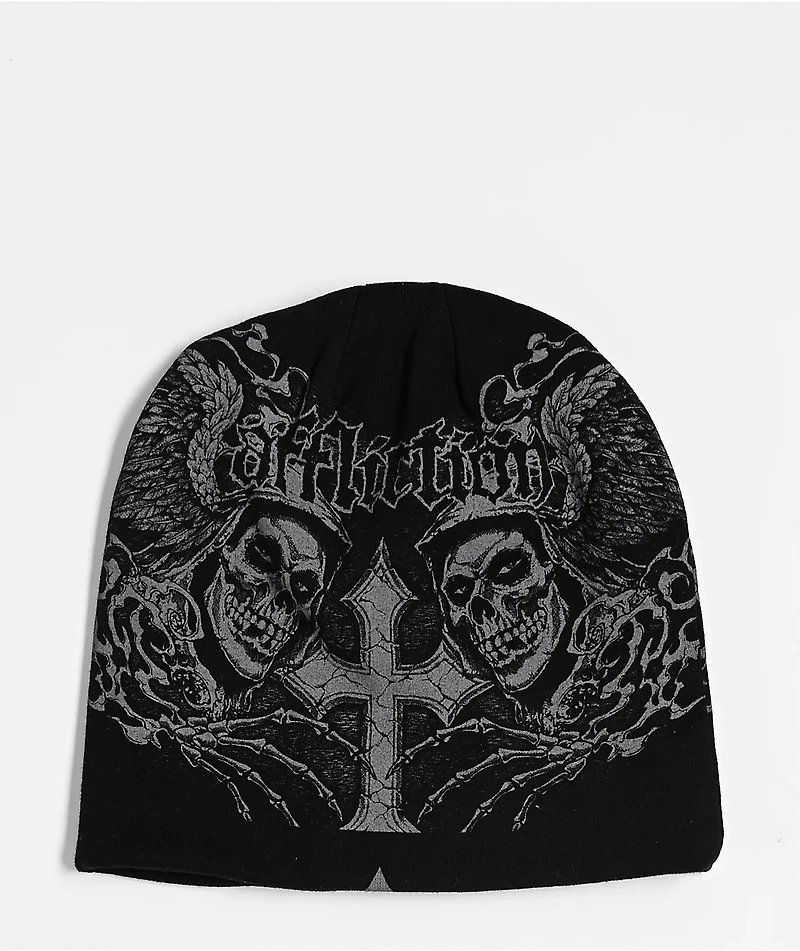Affliction x Misfits Wings Black Reversible Skully Beanie