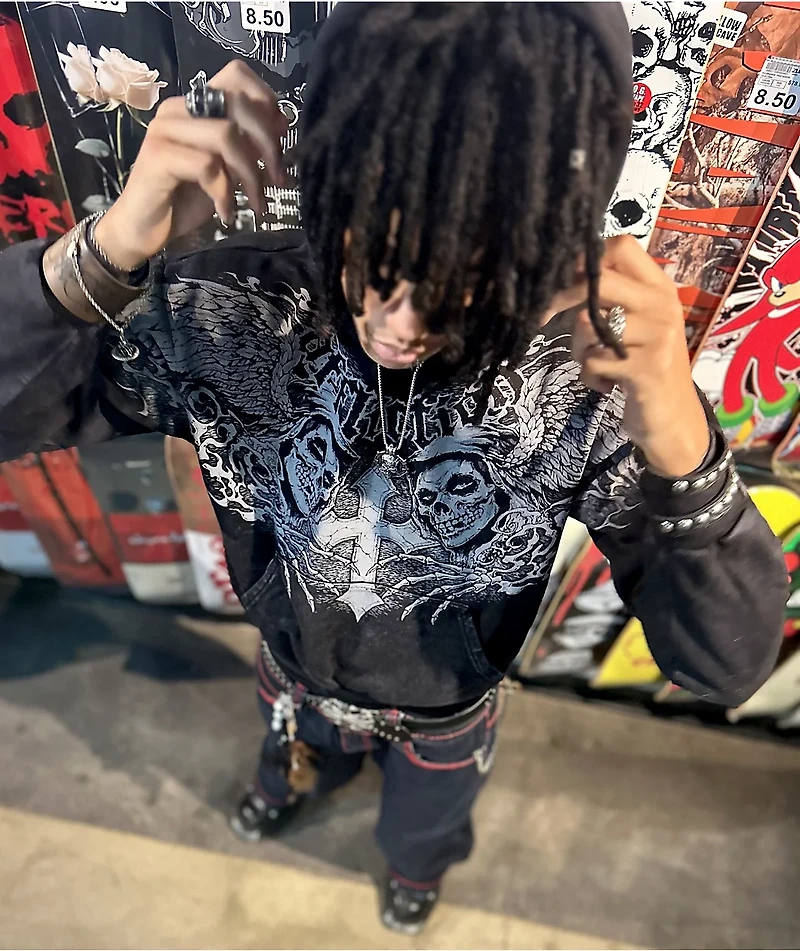 Affliction x Misfits Wings Black Wash Hoodie