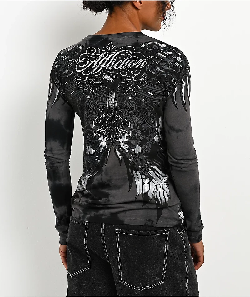 Affliction x Rogue Artesia Rhinestone Black Long Sleeve T-Shirt