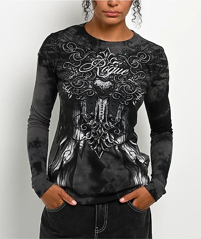 Affliction x Rogue Artesia Rhinestone Black Long Sleeve T-Shirt