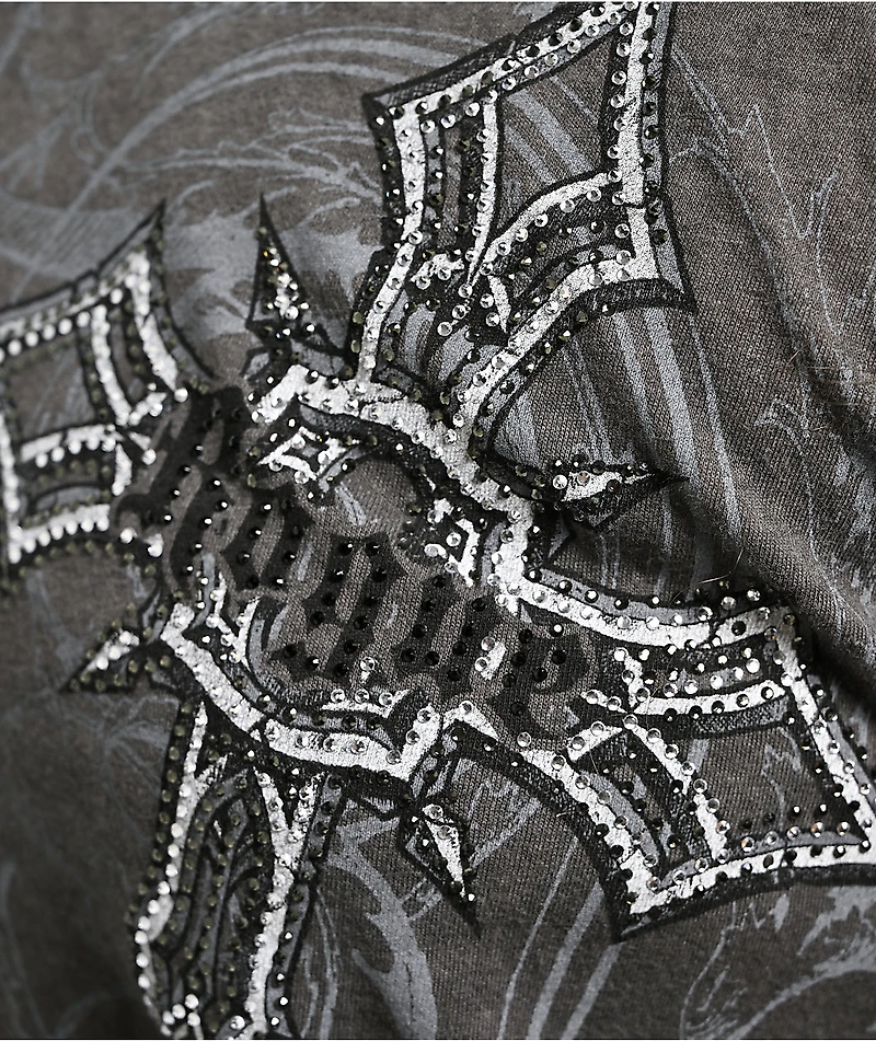 Affliction x Rogue Crest Grey Wash T-Shirt