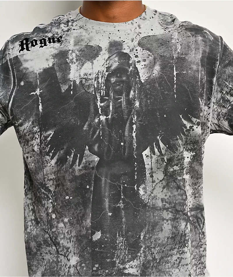 Affliction x Rogue Floating Grey & Black 2fer Long Sleeve T-Shirt
