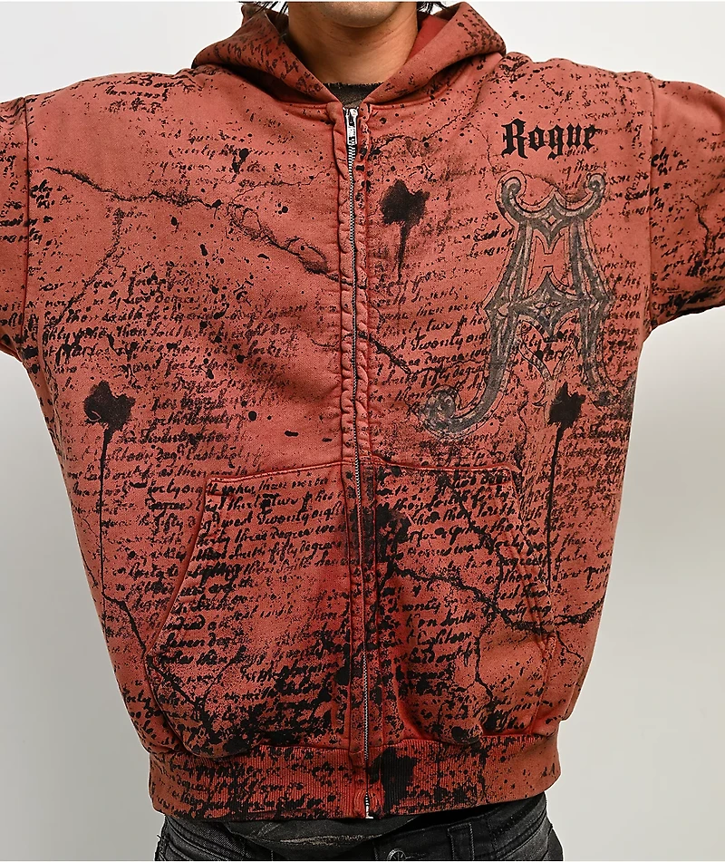 Affliction x Rogue Mourning Orange Zip Hoodie