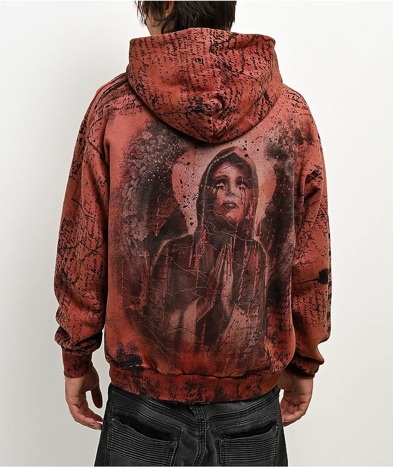 Affliction x Rogue Mourning Orange Zip Hoodie
