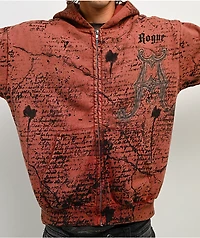 Affliction x Rogue Mourning Washed Red Zip Hoodie