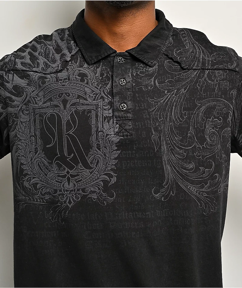 Affliction x Rogue Scribe Black Polo T-Shirt