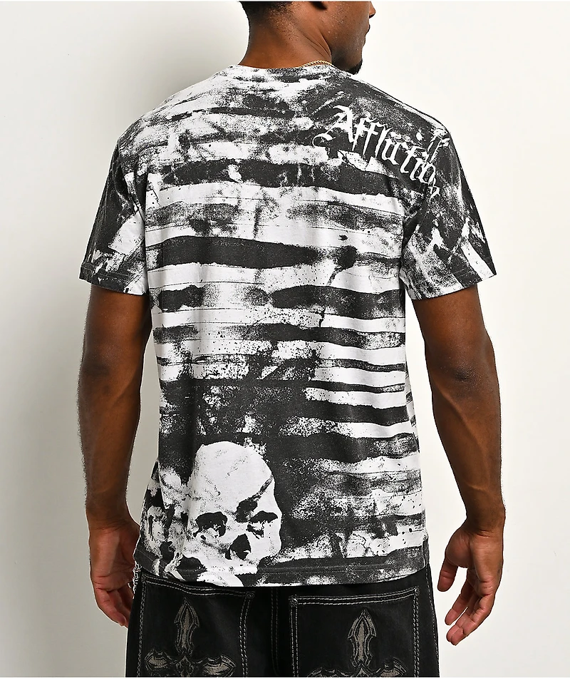 Affliction x Rogue Striped White T-Shirt