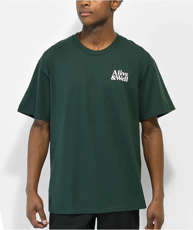 Alive & Well Stoned Dark Green T-Shirt