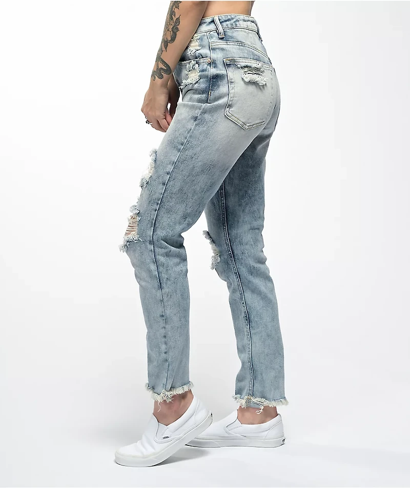 Almost Famous Acid Wash Denim Mom Jeans