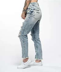 Almost Famous Acid Wash Denim Mom Jeans