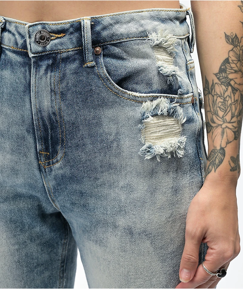 Almost Famous Acid Wash Denim Mom Jeans